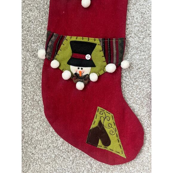 Lot of 2 VTG ITR Stockings Large Felt Santa Snowman Christmas Holiday Reindeer - Picture 3 of 11